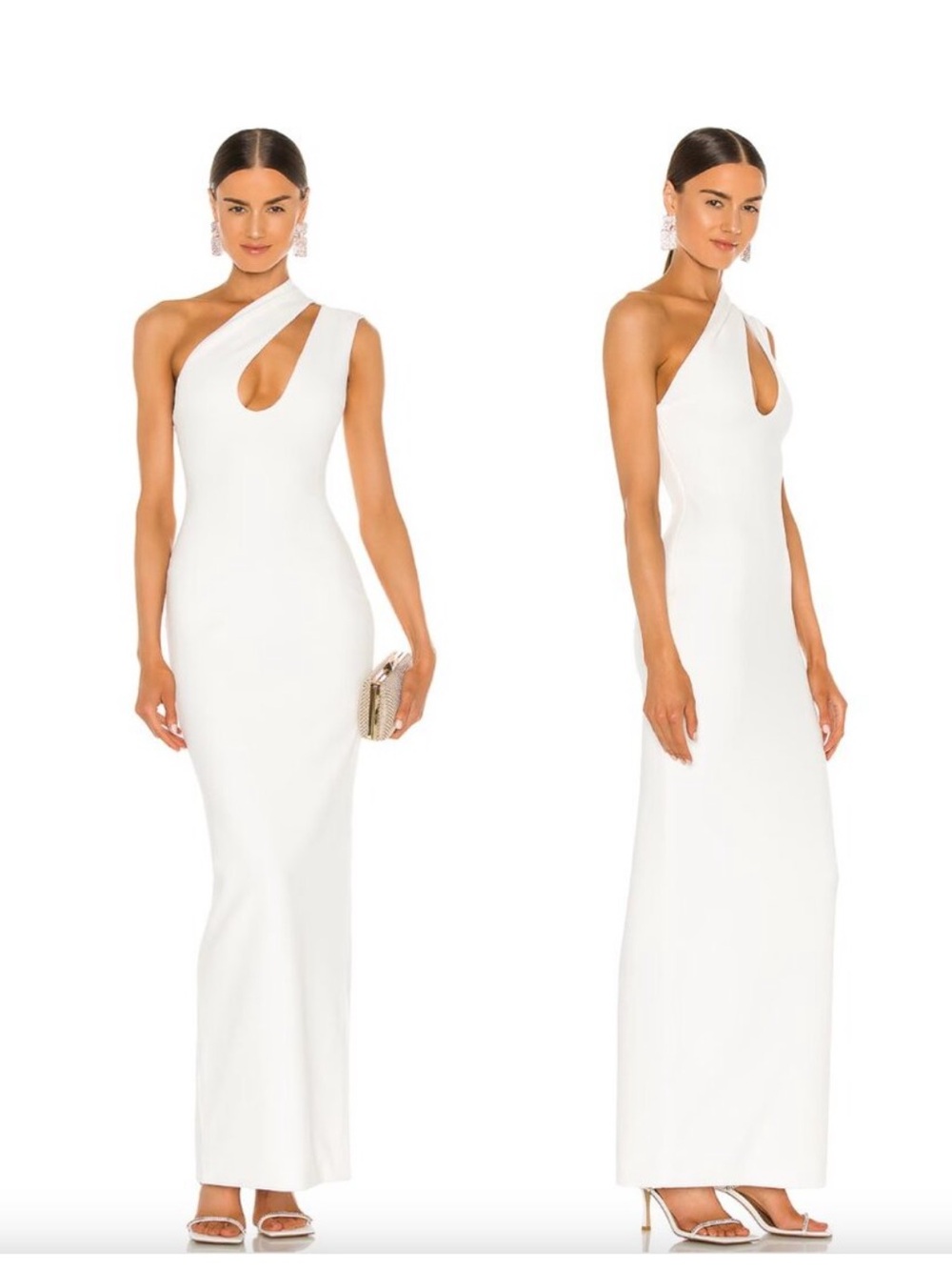 Solace London revolve gown white one shoulder bridal wedding dress Krista maxi
